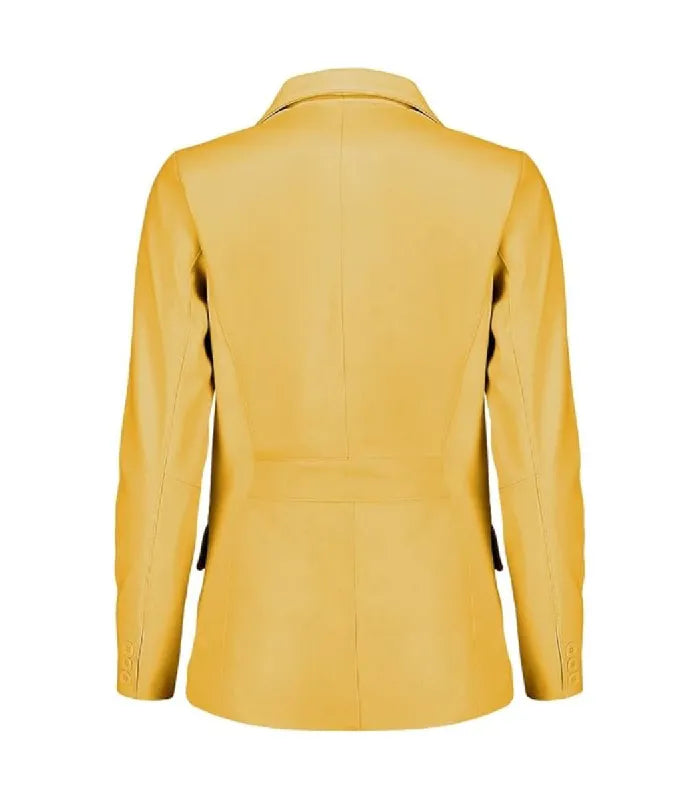 Back view of Women's's Yellow Leather Blazer